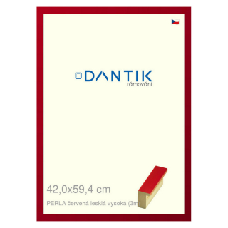 DANTIK rámeček 42x59,4 | PERLA červená lesklá vysoká (Plexi Čiré)