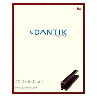 DANTIK rámeček 40x50 | ALU profil 7269 Červená Rubin broušená (Sklo Čiré)