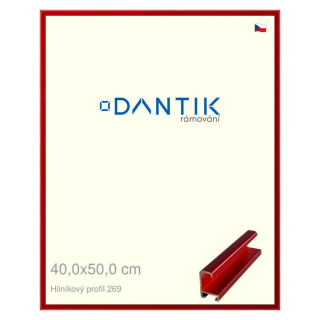 DANTIK rámeček 40x50 | ALU profil 7269 Červená Trumalin broušená (Sklo Čiré)