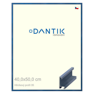 DANTIK rámeček 40x50 | ALU profil 6035 Dýha barevná modrá královská (Sklo Čiré)