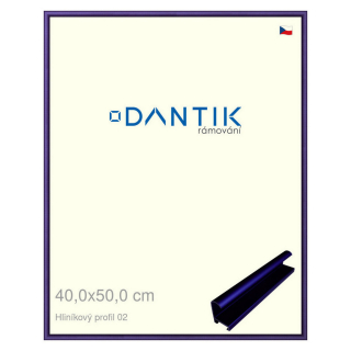 DANTIK rámeček 40x50 | ALU profil 7002 modrá Azur matná (Sklo Čiré)