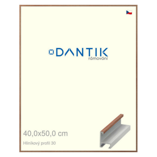 DANTIK rámeček 40x50 | ALU profil 6030 Dýha ořech lak matný (Sklo Čiré)