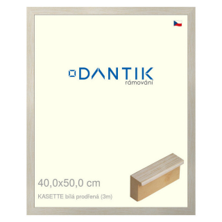 DANTIK rámeček 40x50 | KASSETTE bílá prodřená (Sklo Čiré)