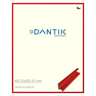 DANTIK rámeček 40x50 | ALU profil 7001 Červená Ferrari lesklá (Sklo Čiré)