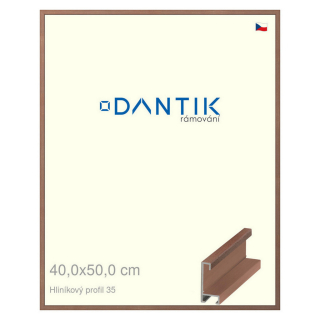 DANTIK rámeček 40x50 | ALU profil 6035 Dýha ořech (Sklo Čiré)