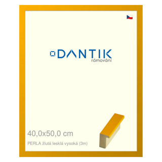 DANTIK rámeček 40x50 | PERLA žlutá lesklá vysoká (Sklo Čiré)
