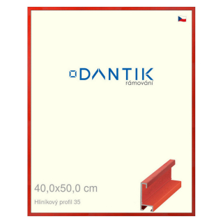 DANTIK rámeček 40x50 | ALU profil 6035 Dýha barevná červená třešeň (Sklo Čiré)