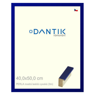 DANTIK rámeček 40x50 | PERLA modrá lesklá vysoká (Sklo Čiré)