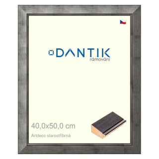 DANTIK rámeček 40x50 | Artdeco starostříbrná (Sklo Čiré)
