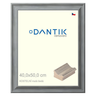DANTIK rámeček 40x50 | KOSTELNÍ malá šedá (Sklo Čiré)