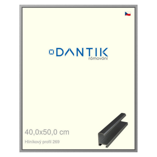 DANTIK rámeček 40x50 | ALU profil 7269 Šedá leská (Sklo Čiré)