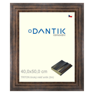DANTIK rámeček 40x50 | TRITON široký měď antik (Sklo Čiré)