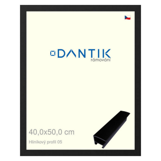 DANTIK rámeček 40x50 | ALU profil 7005 Černá matná (Sklo Čiré)