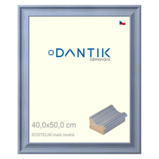 DANTIK rámeček 40x50 | KOSTELNÍ malá modrá (Sklo Čiré)