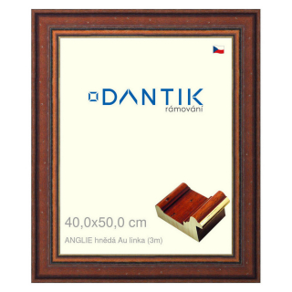 DANTIK rámeček 40x50 | ANGLIE hnědá Au linka (Sklo Čiré)