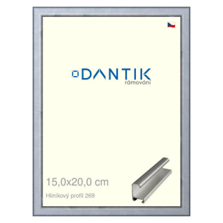 DANTIK rámeček 15x20 | ALU profil 7269 Sstříbrná broušená (Sklo Čiré)