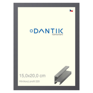 DANTIK rámeček 15x20 | ALU profil 6220 Ocelová (Sklo Čiré)