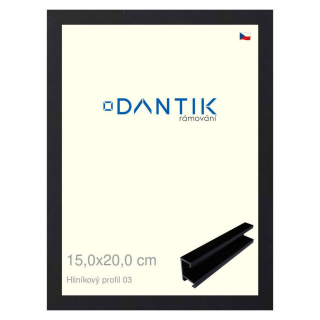 DANTIK rámeček 15x20 | ALU profil 7003 Černá matná (Sklo Čiré)