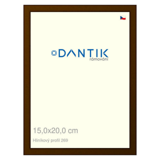 DANTIK rámeček 15x20 | ALU profil 7269 Hnědá umbra broušená (Sklo Čiré)