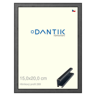 DANTIK rámeček 15x20 | ALU profil 7269 Šedá Oplal broušená (Sklo Čiré)