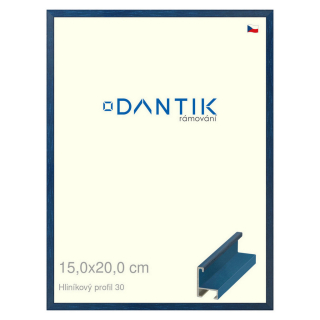 DANTIK rámeček 15x20 | ALU profil 6030 Dýha barevná modrá královská (Sklo Čiré)