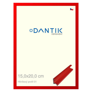 DANTIK rámeček 15x20 | ALU profil 7001 Červená Ferrari lesklá (Sklo Čiré)