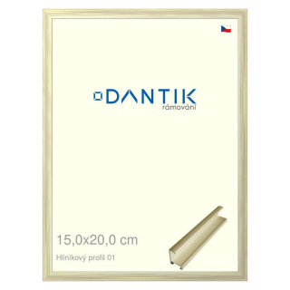DANTIK rámeček 15x20 | ALU profil 7001 zlatá lesklá alternativa (Sklo Čiré)