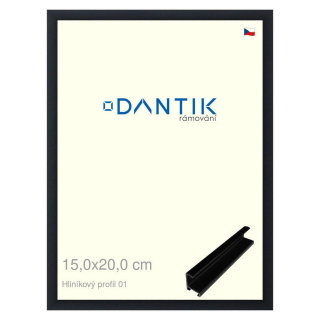 DANTIK rámeček 15x20 | ALU profil 7001 Černá matná (Sklo Čiré)