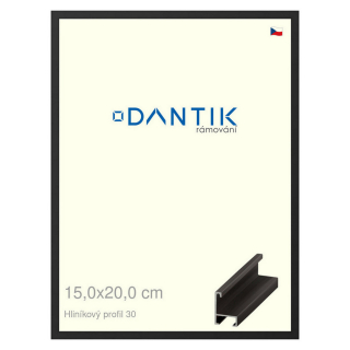 DANTIK rámeček 15x20 | ALU profil 6030 Černá matná (Sklo Čiré)