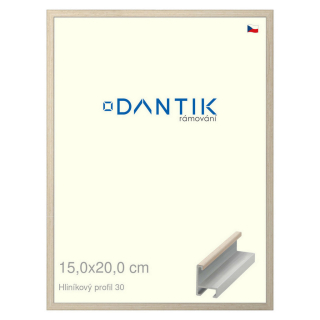DANTIK rámeček 15x20 | ALU profil 6030 Dýha slovnová kost (Sklo Čiré)