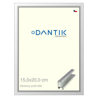 DANTIK rámeček 15x20 | ALU profil 7269 Stříbrná lesklá (Sklo Čiré)
