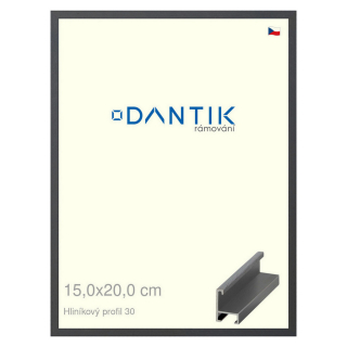 DANTIK rámeček 15x20 | ALU profil 6030 Dýha barevná šedá tmavá (Sklo Čiré)