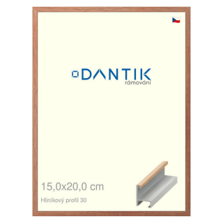 DANTIK rámeček 15x20 | ALU profil 6030 Dýha dub lak matný (Sklo Čiré)