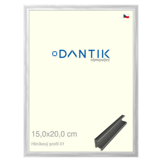 DANTIK rámeček 15x20 | ALU profil 7001 Stříbrná lesklá (Sklo Čiré)