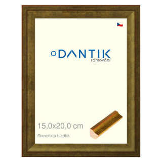 DANTIK rámeček 15x20 | Starozlatá hladká (Sklo Čiré)