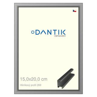 DANTIK rámeček 15x20 | ALU profil 7269 Šedá leská (Sklo Čiré)