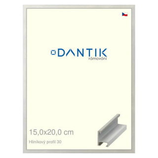 DANTIK rámeček 15x20 | ALU profil 6030 Dýha barevná šedá světlá (Sklo Čiré)