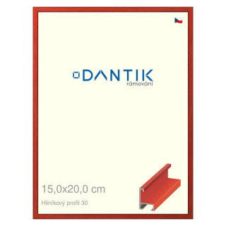 DANTIK rámeček 15x20 | ALU profil 6030 Dýha barevná červená třešeň (Sklo Čiré)