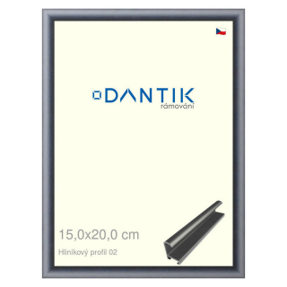 DANTIK rámeček 15x20 | ALU profil 7002 Platina matná (Sklo Čiré)