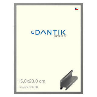 DANTIK rámeček 15x20 | ALU profil 6030 Ocelová (Sklo Čiré)