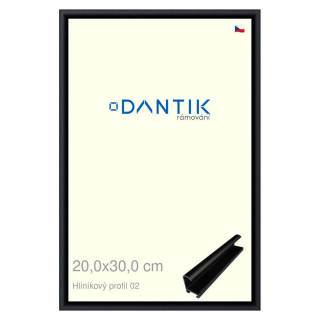 DANTIK rámeček 20x30 | ALU profil 7002 Černá matná (Sklo Čiré)
