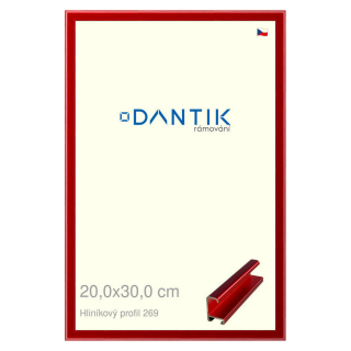 DANTIK rámeček 20x30 | ALU profil 7269 Červená Trumalin broušená (Sklo Čiré)
