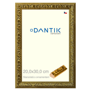 DANTIK rámeček 20x30 | Starozlatá s ornamentem (Sklo Čiré)