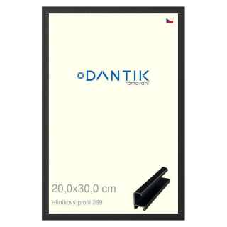 DANTIK rámeček 20x30 | ALU profil 7269 Černá matná (Sklo Čiré)
