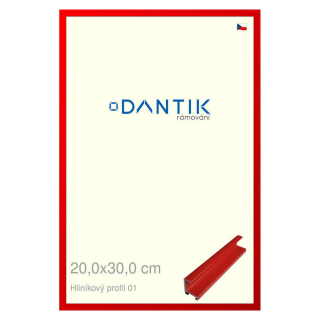 DANTIK rámeček 20x30 | ALU profil 7001 Červená Ferrari lesklá (Sklo Čiré)