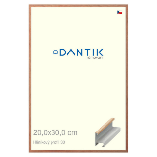 DANTIK rámeček 20x30 | ALU profil 6030 Dýha dub lak matný (Sklo Čiré)