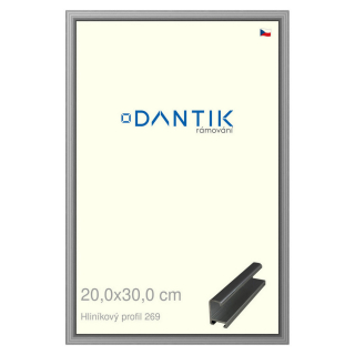 DANTIK rámeček 20x30 | ALU profil 7269 Šedá leská (Sklo Čiré)