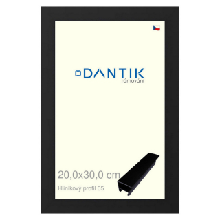 DANTIK rámeček 20x30 | ALU profil 7005 Černá matná (Sklo Čiré)