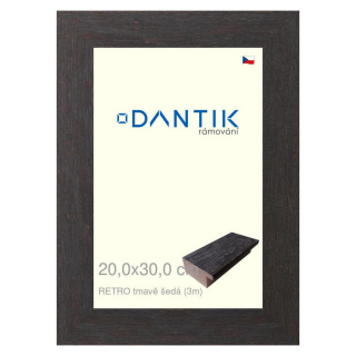 DANTIK rámeček 20x30 | RETRO tmavě šedá (Sklo Čiré)