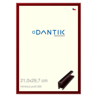 DANTIK rámeček 21x29,7 | ALU profil 7269 Červená Rubin broušená (Sklo Čiré)